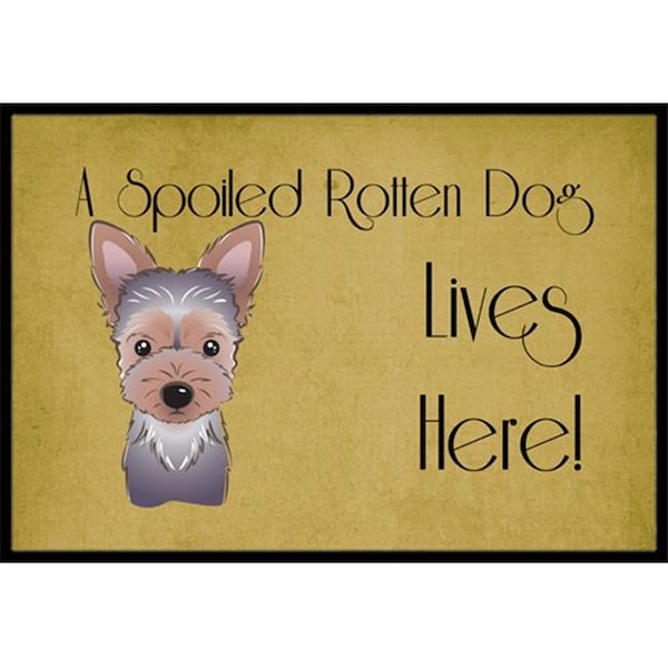 Carolines Treasures BB1480JMAT Yorkie Puppy Spoiled Dog Lives Here Indoor & Outdoor Mat, 24 x 36 in. BB1480JMAT - main